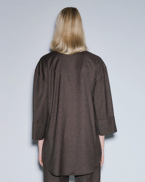 54-7054 Long Shirt with rhinestone قميص طويل بحجر الراين