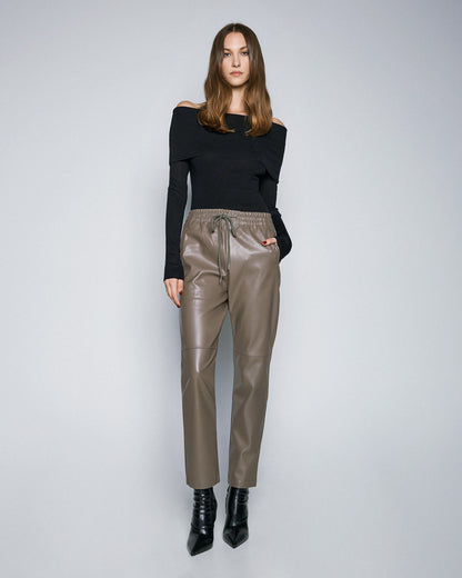 54-8081 Faux Leather Pants - Brown Loft