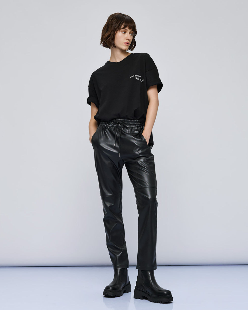 54-8081 Faux Leather Pants - Brown Loft