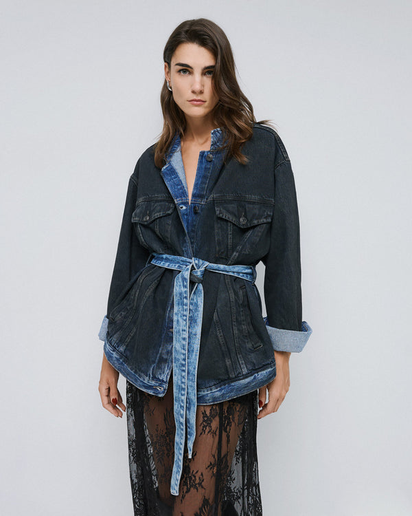 54-8204  Oversized Denim Jacket سترة جينز كبيرة الحجم