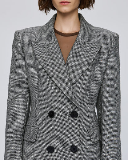 54-9002 Herringbone Weave Long Coat - Brown Loft