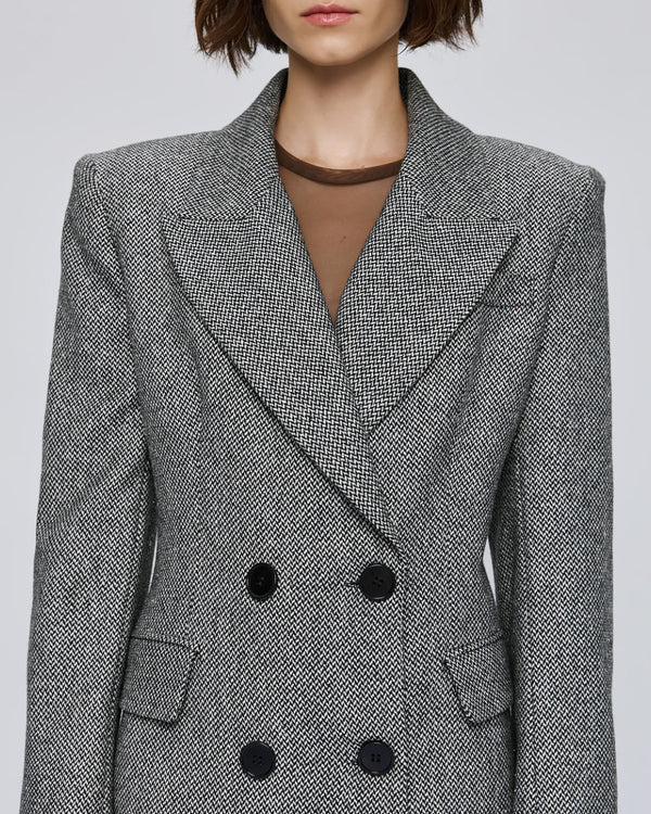 54-9002  Herringbone Weave Long Coat معطف طويل منسوج بنمط متعرج