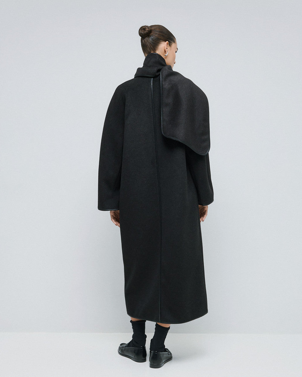 54-9009 Stylish Coat with Detachable Scarf - Brown Loft