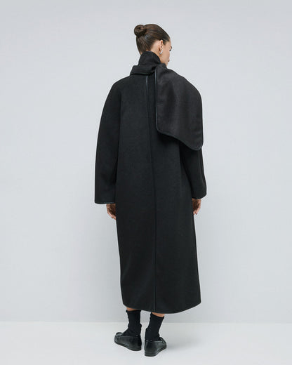 54-9009 Stylish Coat with Detachable Scarf - Brown Loft