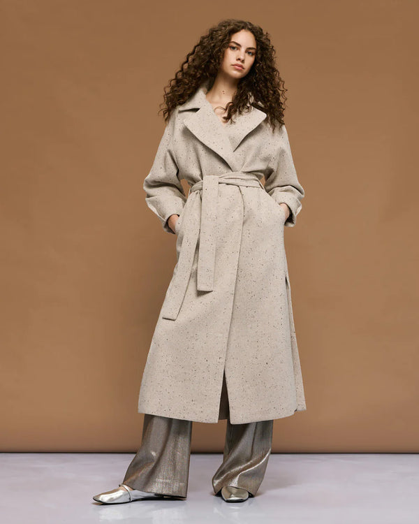 54-9010 Long Coat with rhinestones معطف طويل مزين بحجر الراين