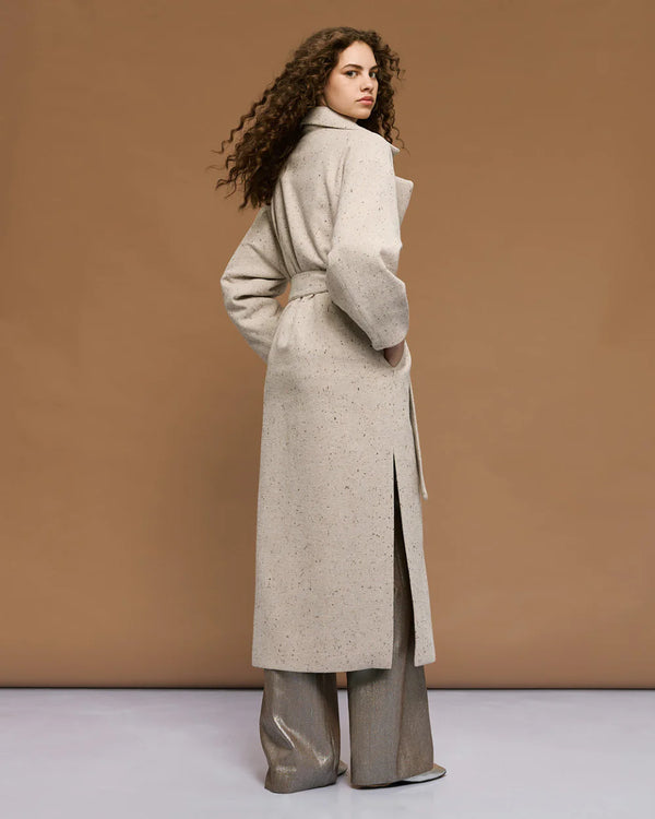 54-9010 Long Coat with rhinestones معطف طويل مزين بحجر الراين