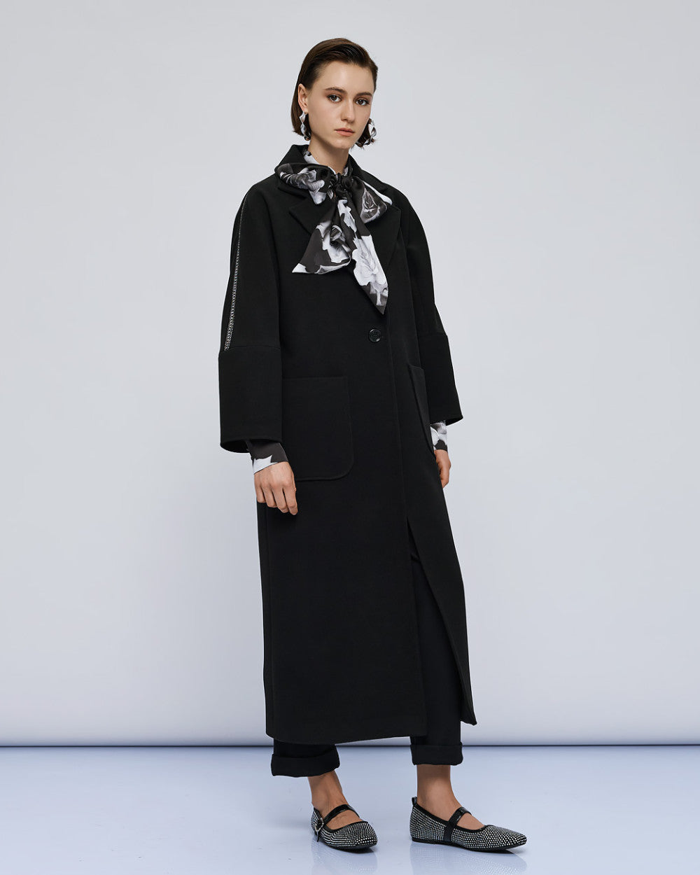54-9011 Coat with Rhinestone Trim - Brown Loft
