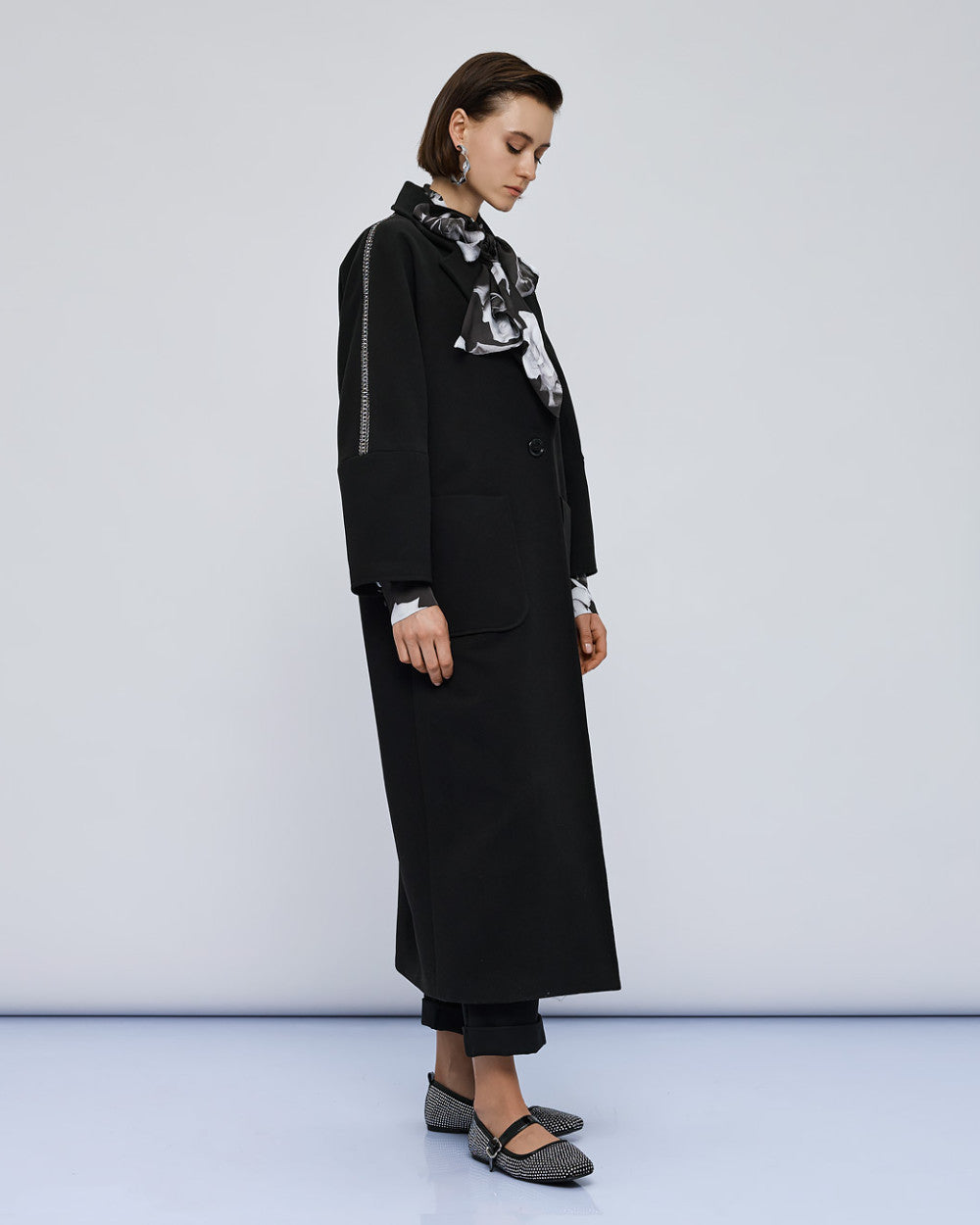 54-9011 Coat with Rhinestone Trim - Brown Loft
