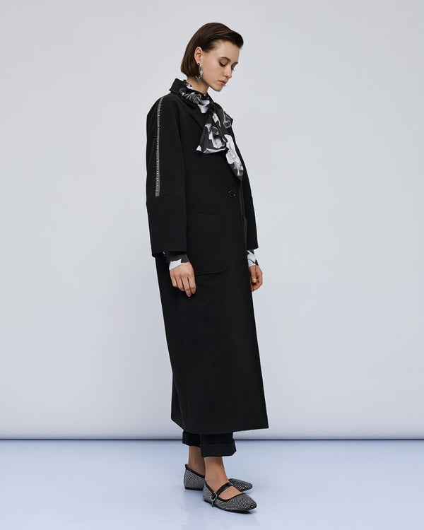 54-9011 Coat with Rhinestone Trim معطف مع زخرفة حجر الراين