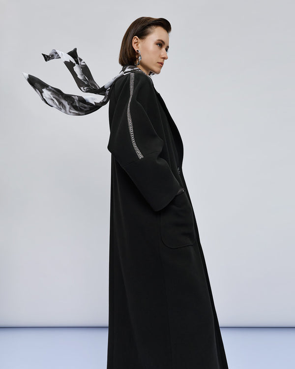 54-9011 Coat with Rhinestone Trim معطف مع زخرفة حجر الراين