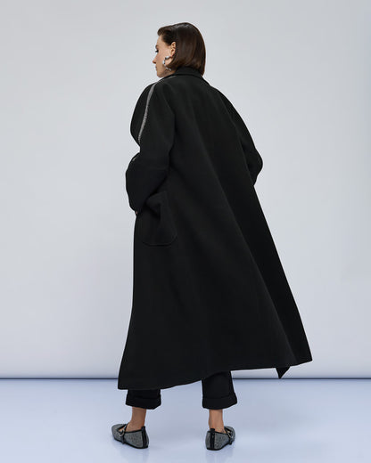 54-9011 Coat with Rhinestone Trim - Brown Loft