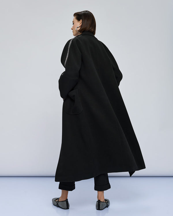 54-9011 Coat with Rhinestone Trim معطف مع زخرفة حجر الراين