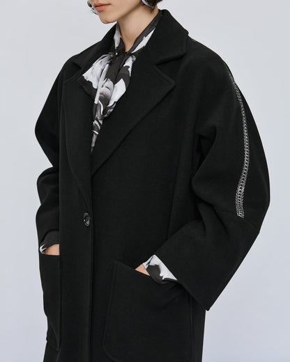 54-9011 Coat with Rhinestone Trim - Brown Loft