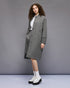 54-9014 Ribbed Neckline Buttoned Long Coat - Brown Loft
