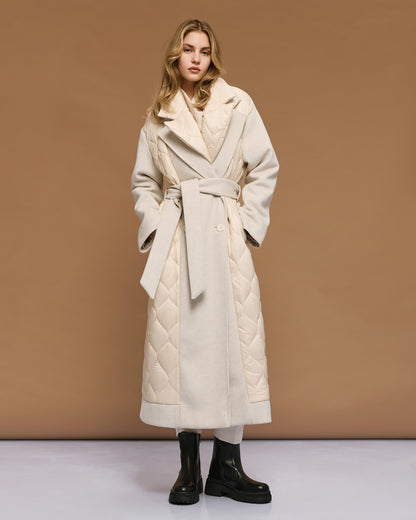 54-9017 Double Breasted Long Quilted Coat - Brown Loft