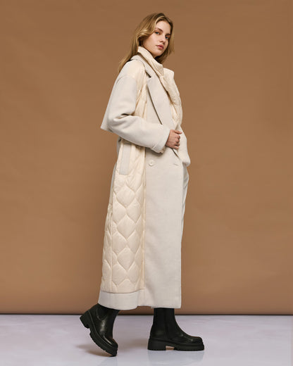 54-9017 Double Breasted Long Quilted Coat - Brown Loft