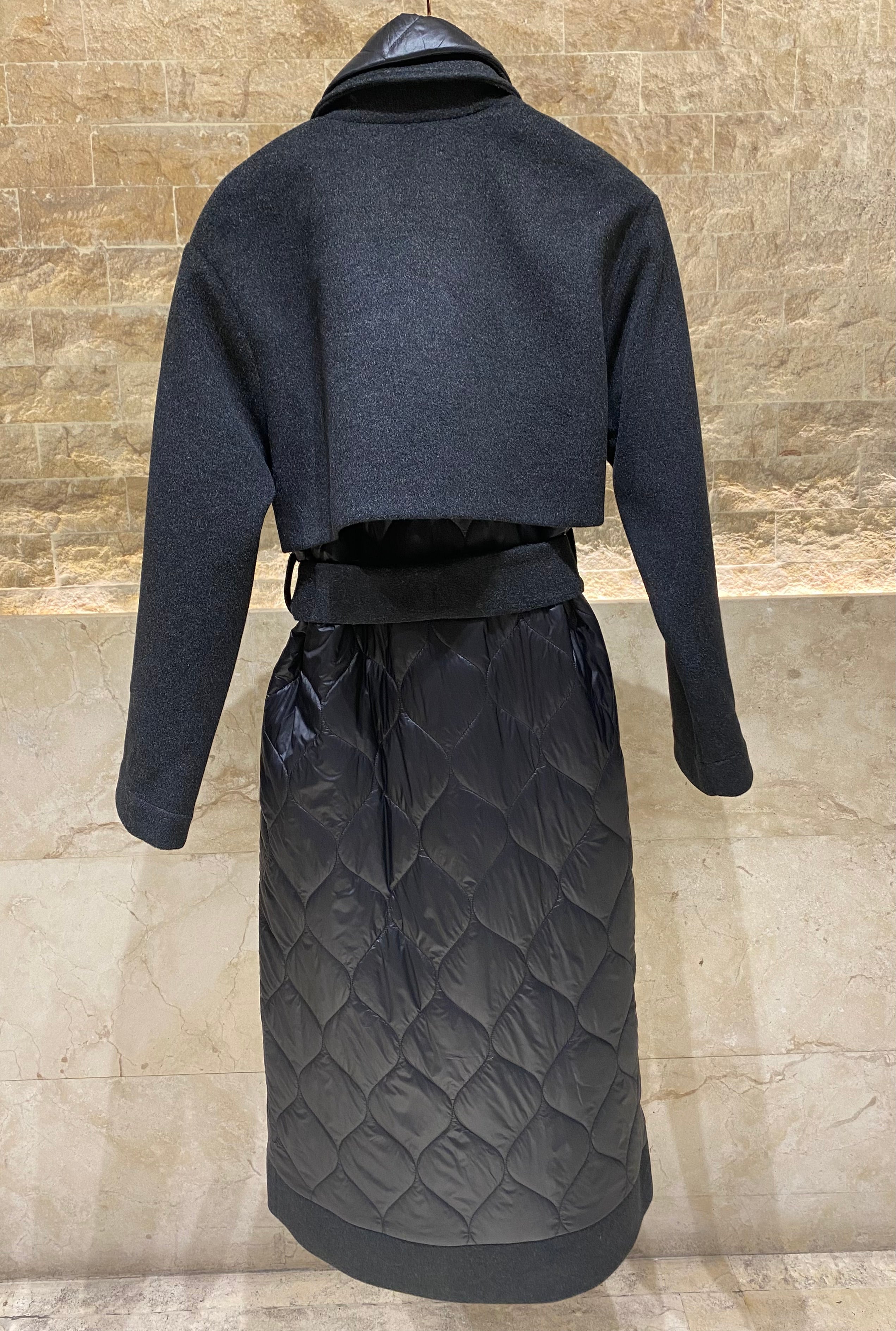 54-9017 Double Breasted Long Quilted Coat - Brown Loft