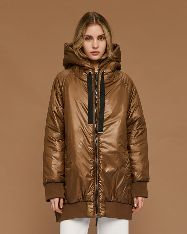 54-9130 Hoodie Puffer Long Jacket سترة طويلة منفوخة بغطاء للرأس