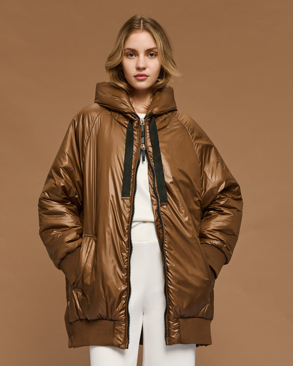 54-9130 Hoodie Puffer Long Jacket سترة طويلة منفوخة بغطاء للرأس