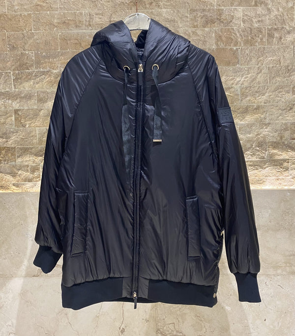 54-9130 Hoodie Puffer Long Jacket سترة طويلة منفوخة بغطاء للرأس