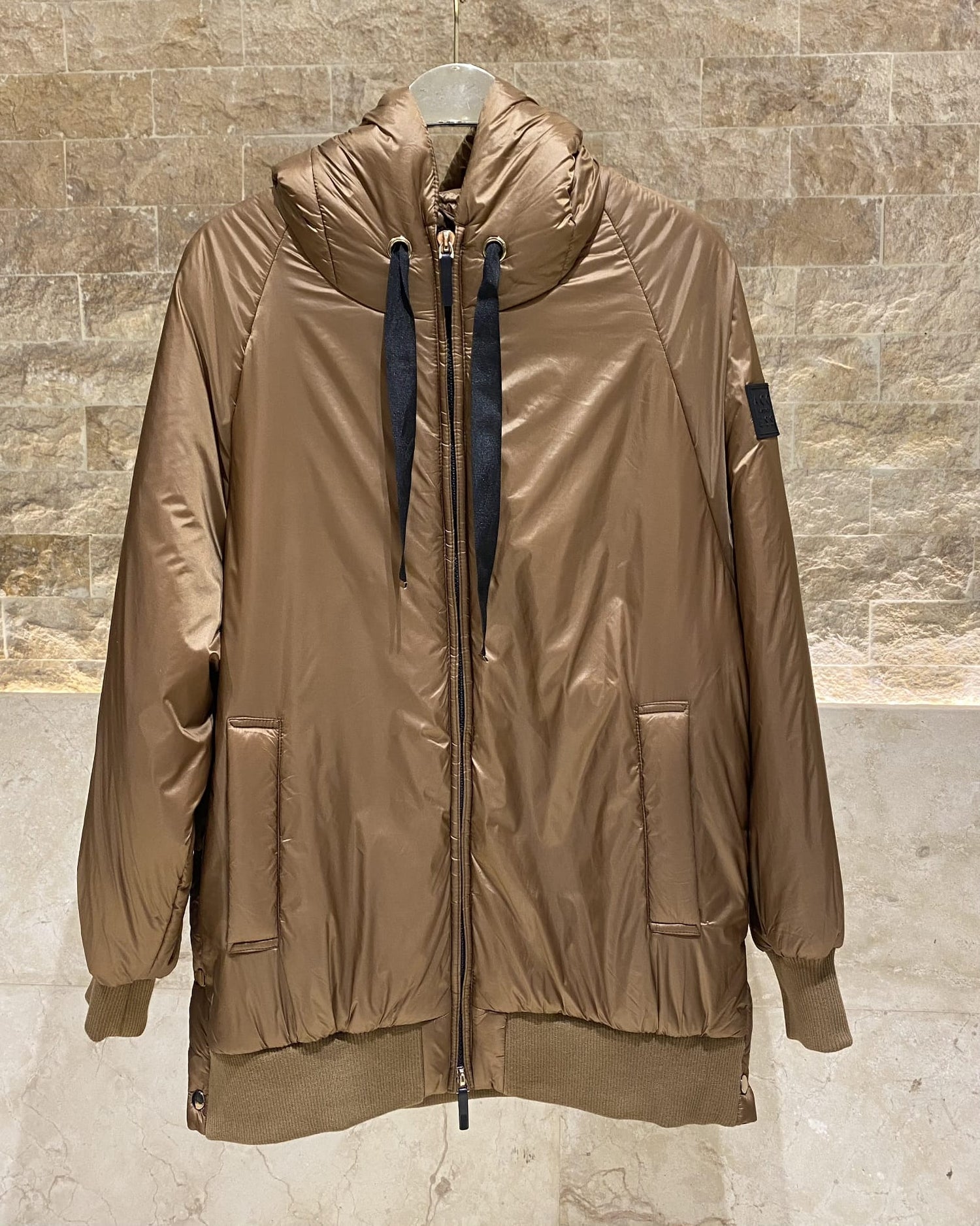 54-9130 Hoodie Puffer Long Jacket - Brown Loft