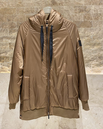 54-9130 Hoodie Puffer Long Jacket - Brown Loft