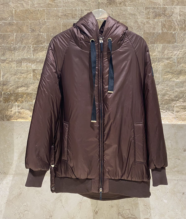 54-9130 Hoodie Puffer Long Jacket سترة طويلة منفوخة بغطاء للرأس