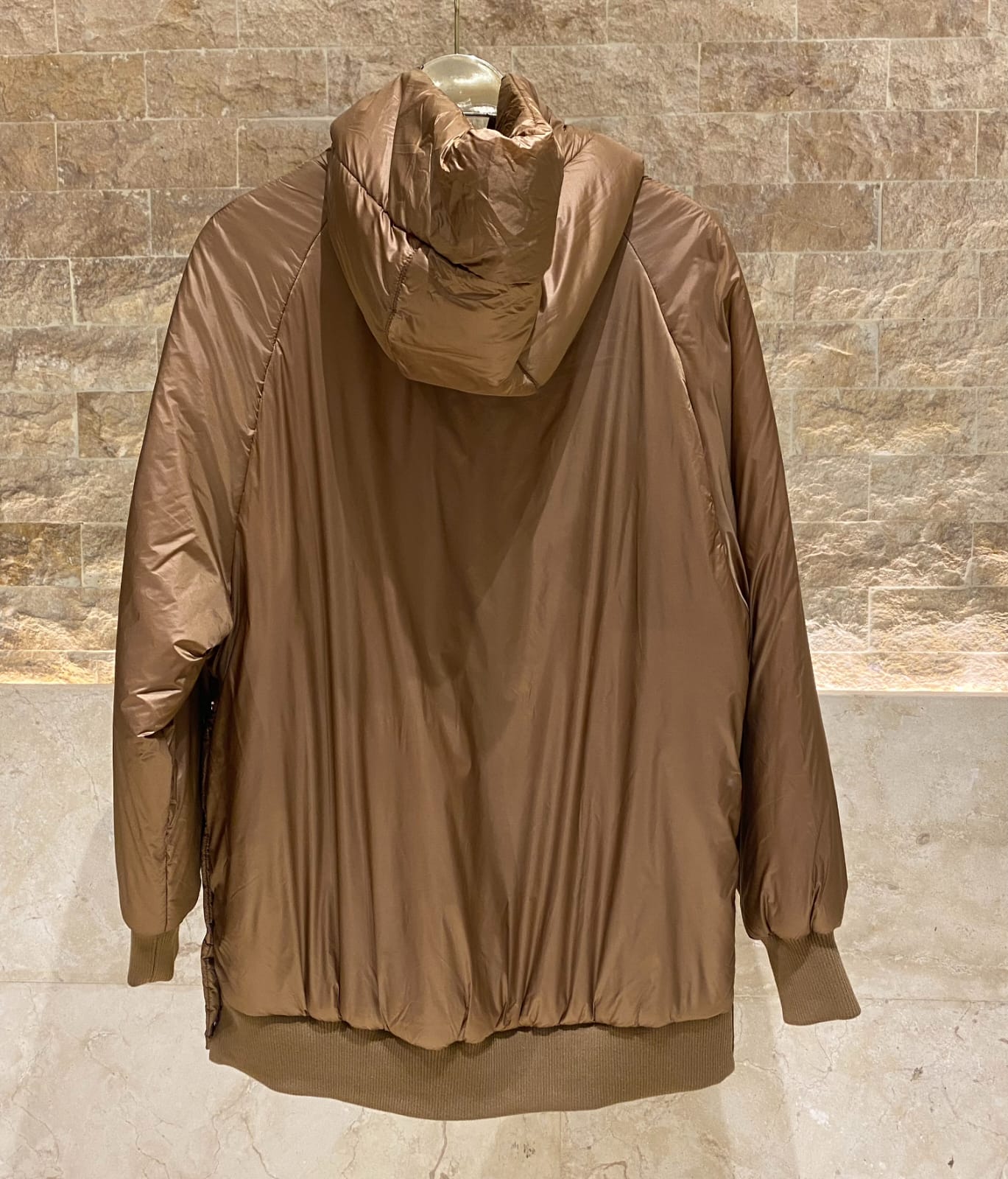 54-9130 Hoodie Puffer Long Jacket - Brown Loft