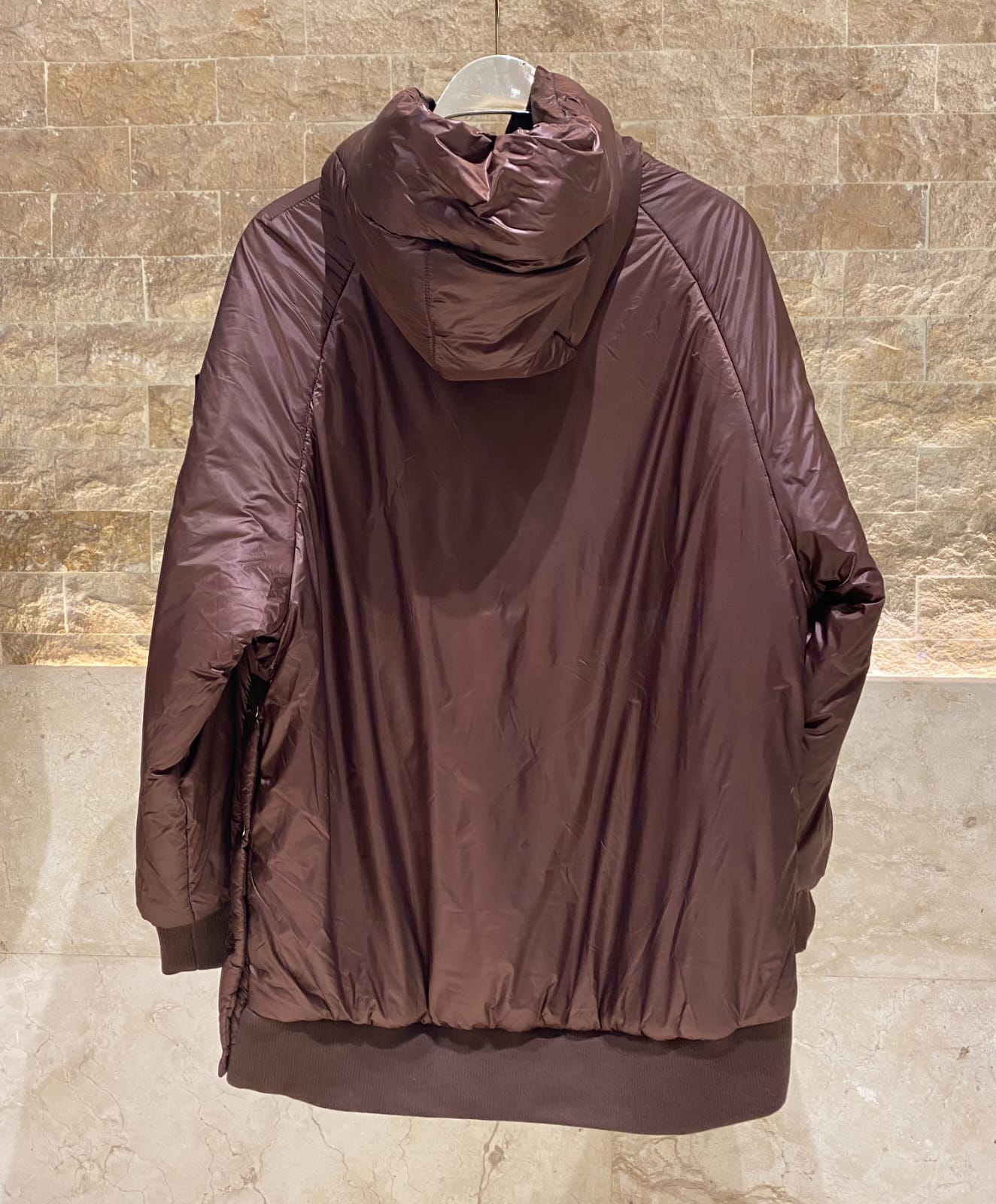 54-9130 Hoodie Puffer Long Jacket - Brown Loft