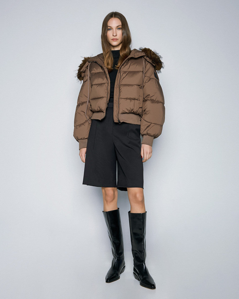54-9141 Short Puffer Jacket - Brown Loft