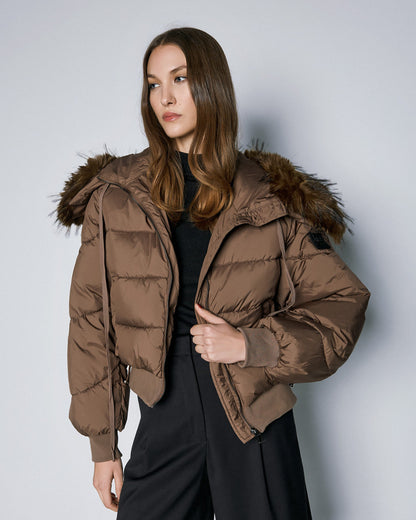 54-9141 Short Puffer Jacket - Brown Loft