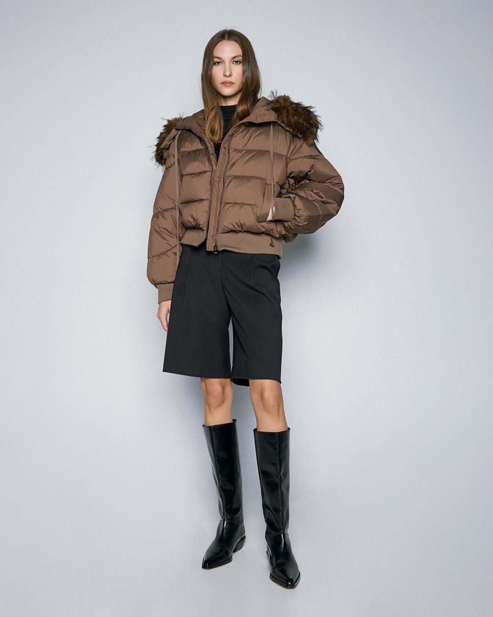 54-9141 Short Puffer Jacket - Brown Loft