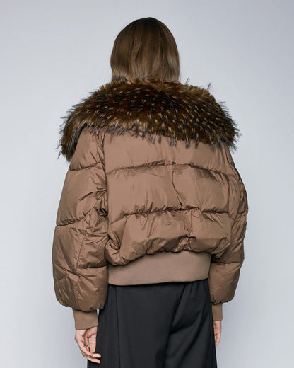 54-9141 Short Puffer Jacket - Brown Loft
