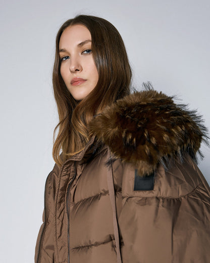 54-9141 Short Puffer Jacket - Brown Loft