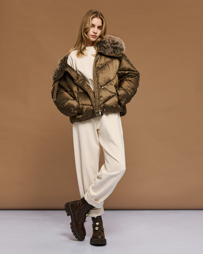 54-9145 Short Puffer Jacket - Brown Loft