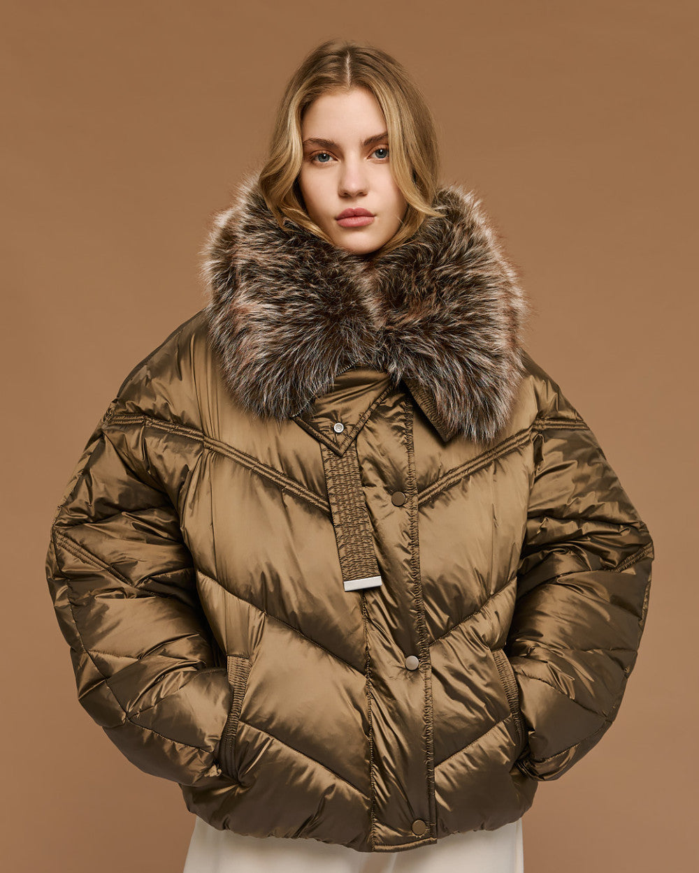 54-9145 Short Puffer Jacket - Brown Loft