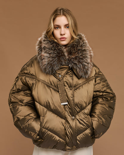 54-9145 Short Puffer Jacket - Brown Loft