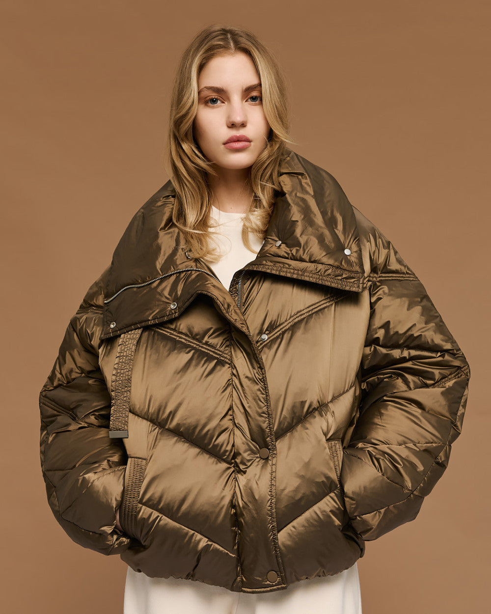 54-9145 Short Puffer Jacket - Brown Loft