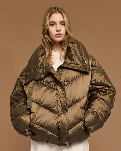 54-9145 Short Puffer Jacket - Brown Loft