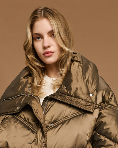 54-9145 Short Puffer Jacket - Brown Loft