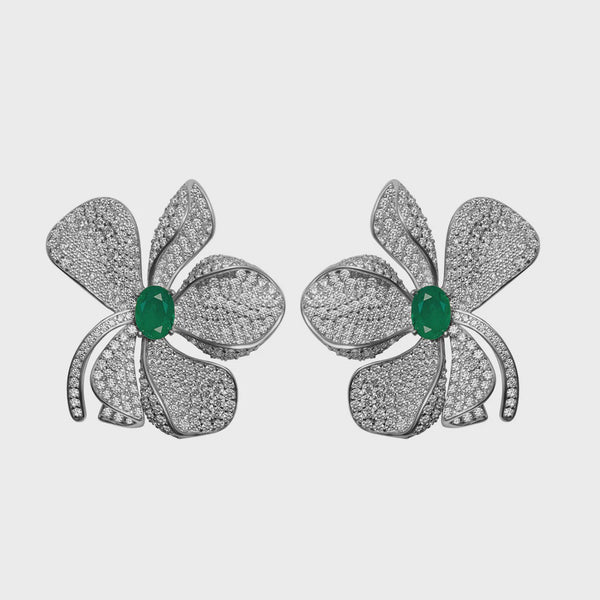 Fleur Emerald Statement Earrings فلور بيان الزمرد أقراط