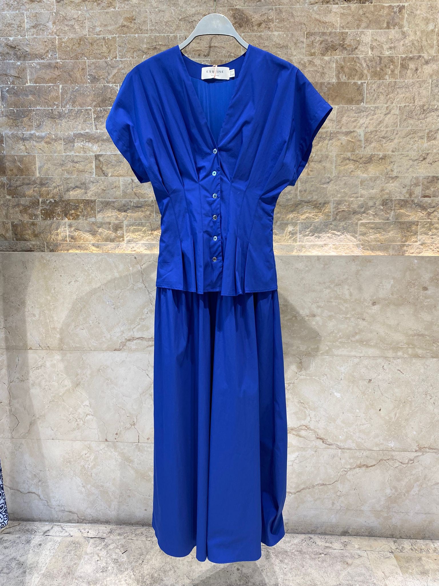 6218089 Pleated Long Dress فستان طويل مطوي - Brown Loft