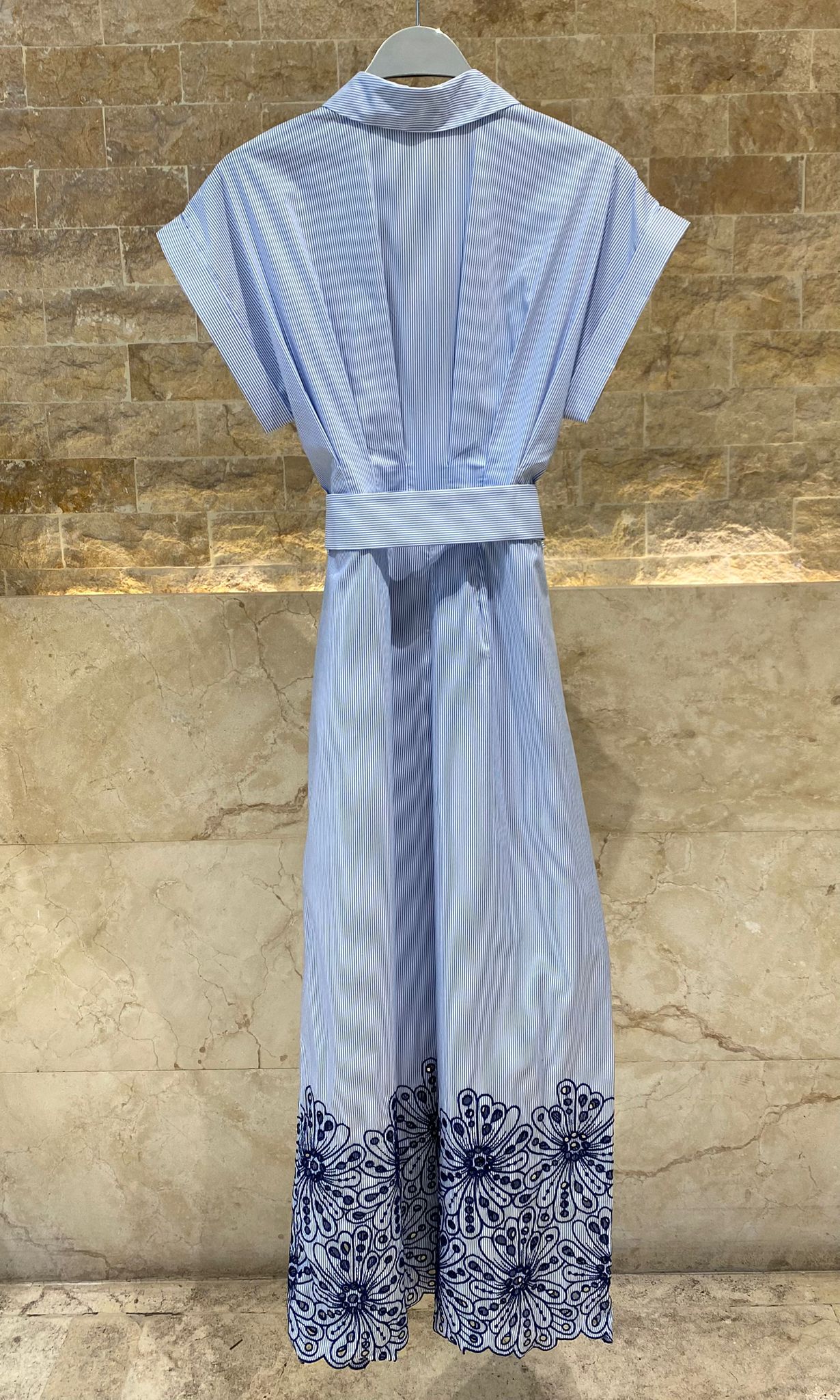 6219001 Striped Belted Jumpsuit جمبسوت مخطط بحزام - Brown Loft