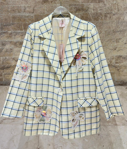 6257 Plaid Oversized Jacket سترة مربعات كبيرة الحجم - Brown Loft