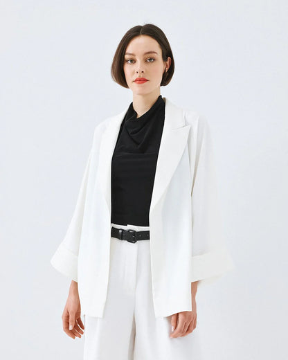 63-1028 Oversized Jacket without Buttons - Brown Loft