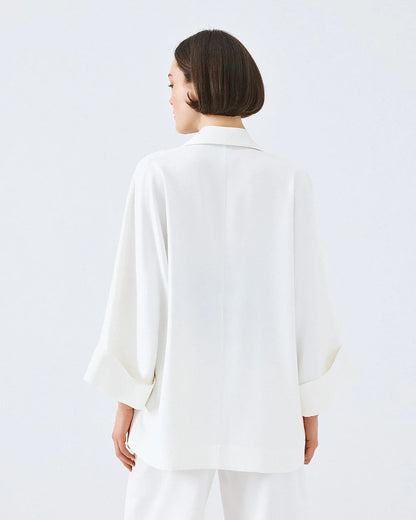 63-1028 Oversized Jacket without Buttons - Brown Loft