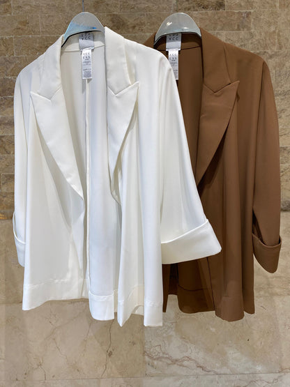 63-1028 Oversized Jacket without Buttons - Brown Loft