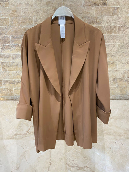 63-1028 Oversized Jacket without Buttons - Brown Loft