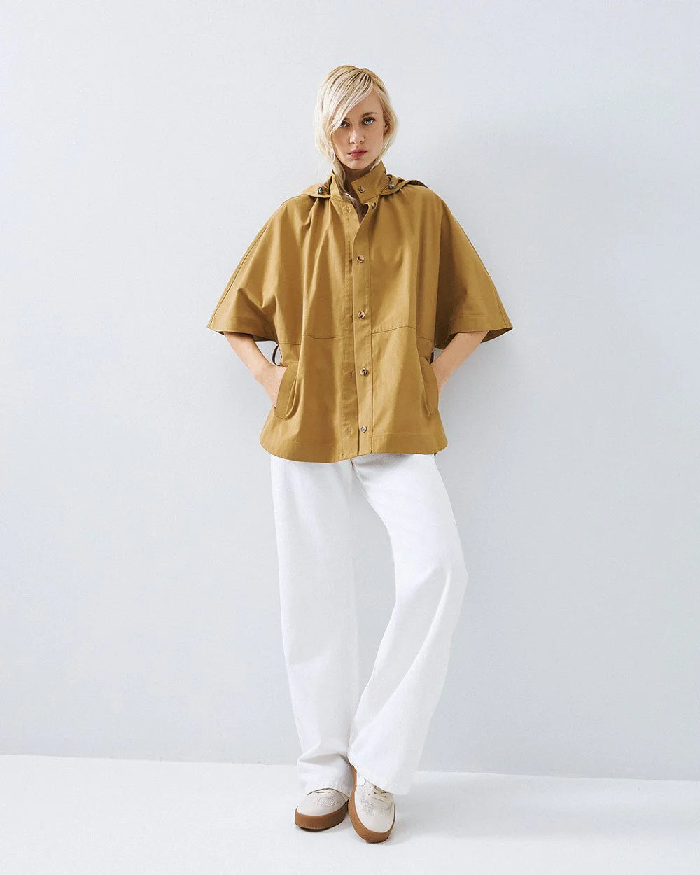 63-1057 Jacket with Hood and Belt - Brown Loft