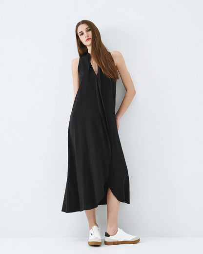 63-3321 Sleeveless Dress with Ruffles - Brown Loft
